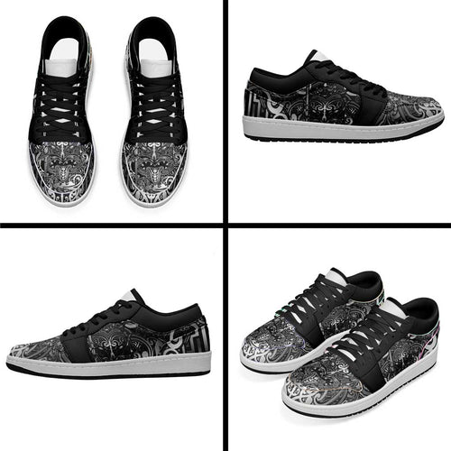 New Zealand Taiaha Maori Low Sneakers Kiwikiwi Minimalist Silver Fern Tukutuku Motif