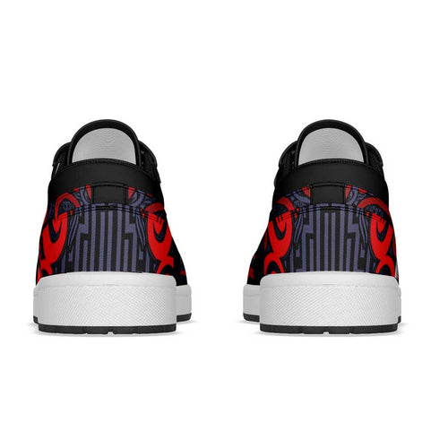 New Zealand Taiaha Maori Low Sneakers Whero Minimalist Silver Fern Tukutuku Motif