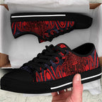 New Zealand Taiaha Maori Low Top Shoes Whero Minimalist Silver Fern Tukutuku Motif