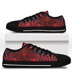 New Zealand Taiaha Maori Low Top Shoes Whero Minimalist Silver Fern Tukutuku Motif