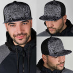 New Zealand Taiaha Maori Mesh Trucker Cap Minimalist Silver Fern All Black - Aussie Hoodie