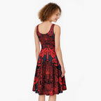 New Zealand Taiaha Maori Midi Dress Whero Minimalist Silver Fern Tukutuku Motif