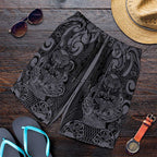 New Zealand Taiaha Maori Shorts for Men Minimalist Silver Fern All Black