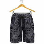 New Zealand Taiaha Maori Shorts for Men Minimalist Silver Fern All Black