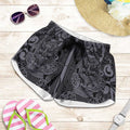 New Zealand Taiaha Maori Shorts for Women Minimalist Silver Fern All Black