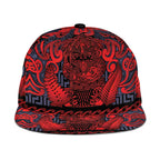 New Zealand Taiaha Maori Snapback Cap Whero Minimalist Silver Fern Tukutuku Motif