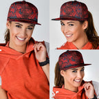 New Zealand Taiaha Maori Snapback Cap Whero Minimalist Silver Fern Tukutuku Motif