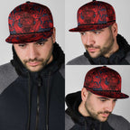 New Zealand Taiaha Maori Snapback Cap Whero Minimalist Silver Fern Tukutuku Motif