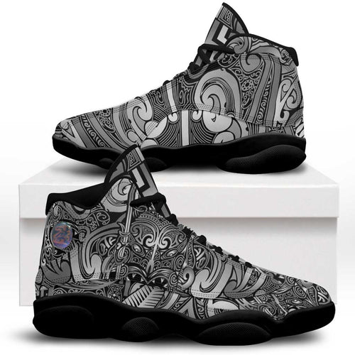 New Zealand Taiaha Maori Sneakers J13 Kiwikiwi Minimalist Silver Fern Tukutuku Motif