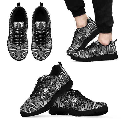 New Zealand Taiaha Maori Sneakers Kiwikiwi Minimalist Silver Fern Tukutuku Motif