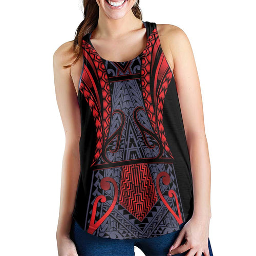 New Zealand Women Racerback Tank Maori Kiwiana Pattern Tukutuku Motif