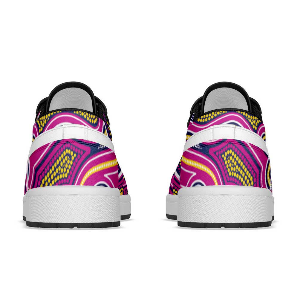 North Queensland Cowboys 2026 Rugby Low Sneakers Pink Aboriginal Art