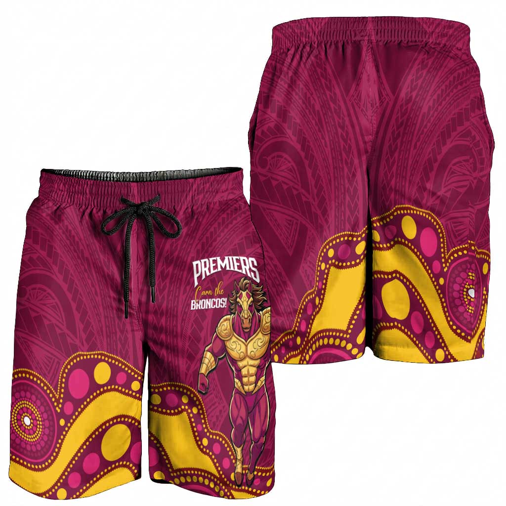 NRL Broncos Rugby Shorts for Men Premiers Trophy Carn The Bronx - Aussie Hoodie