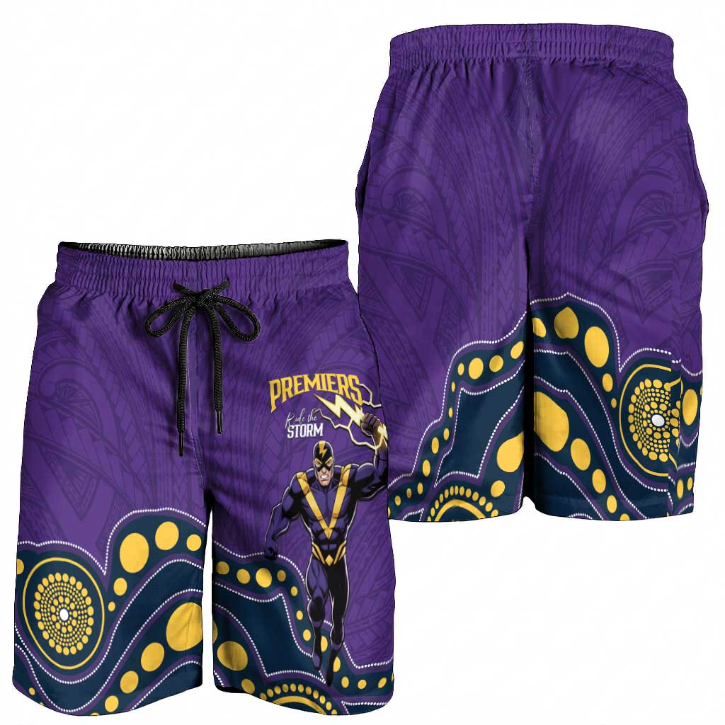 NRL Melbourne Rugby Shorts for Men Premiers Trophy Ride The Storm - Aussie Hoodie