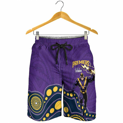 NRL Melbourne Rugby Shorts for Men Premiers Trophy Ride The Storm - Aussie Hoodie