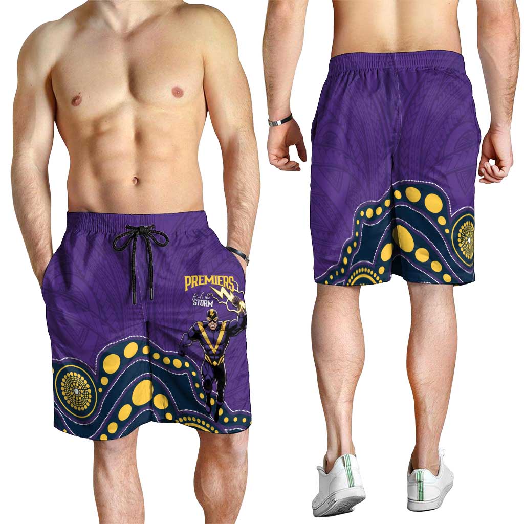 NRL Melbourne Rugby Shorts for Men Premiers Trophy Ride The Storm - Aussie Hoodie