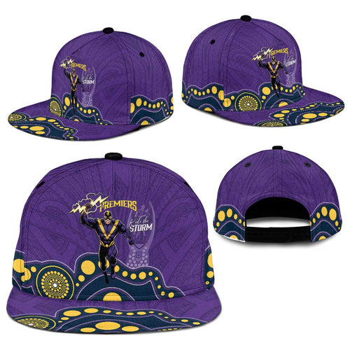 NRL Melbourne Rugby Snapback Cap Premiers Trophy Ride The Storm - Aussie Hoodie