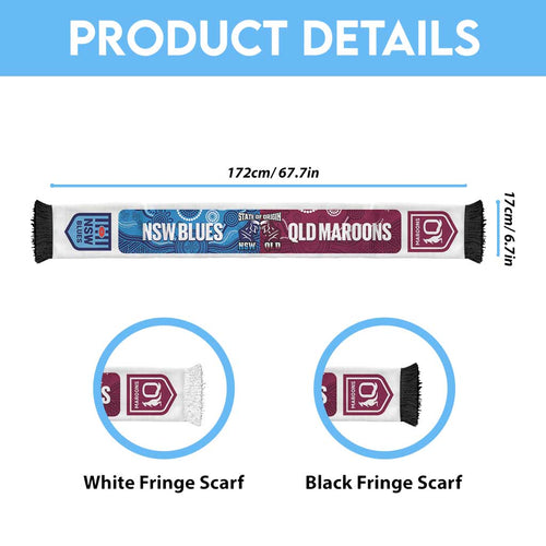 NSW Blues and QLD Maroons Personalised Ruffneck Scarf 2026 Go Champions