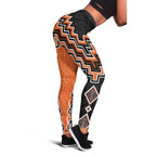 Orange Niho Taniwha Mix Poutama Leggings Unique Taniko Aotearoa - Aussie Hoodie