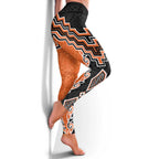 Orange Niho Taniwha Mix Poutama Leggings Unique Taniko Aotearoa - Aussie Hoodie