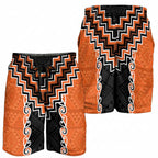 Orange Niho Taniwha Mix Poutama Shorts for Men Unique Taniko Aotearoa - Aussie Hoodie