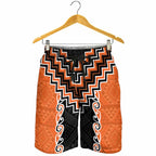 Orange Niho Taniwha Mix Poutama Shorts for Men Unique Taniko Aotearoa - Aussie Hoodie