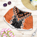 Orange Niho Taniwha Mix Poutama Shorts for Women Unique Taniko Aotearoa - Aussie Hoodie