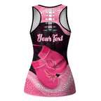 Personalised Australia Breast Cancer Awareness Hollow Tank Top Pink Cockatoo Fight Boxing Gloves Aboriginal Art