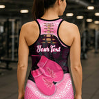 Personalised Australia Breast Cancer Awareness Hollow Tank Top Pink Cockatoo Fight Boxing Gloves Aboriginal Art