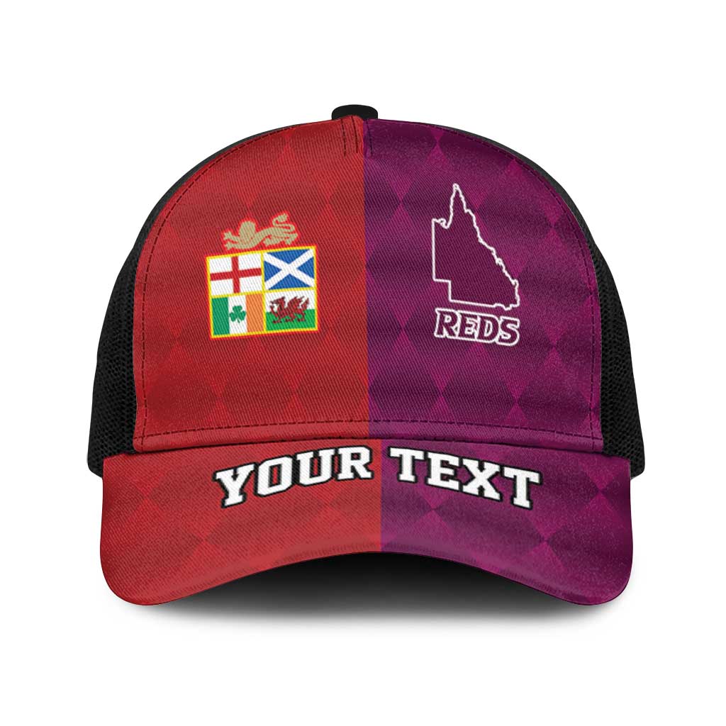 Personalised British Lions Australia Queensland Baseball Net Cap Sporty Style - Aussie Hoodie