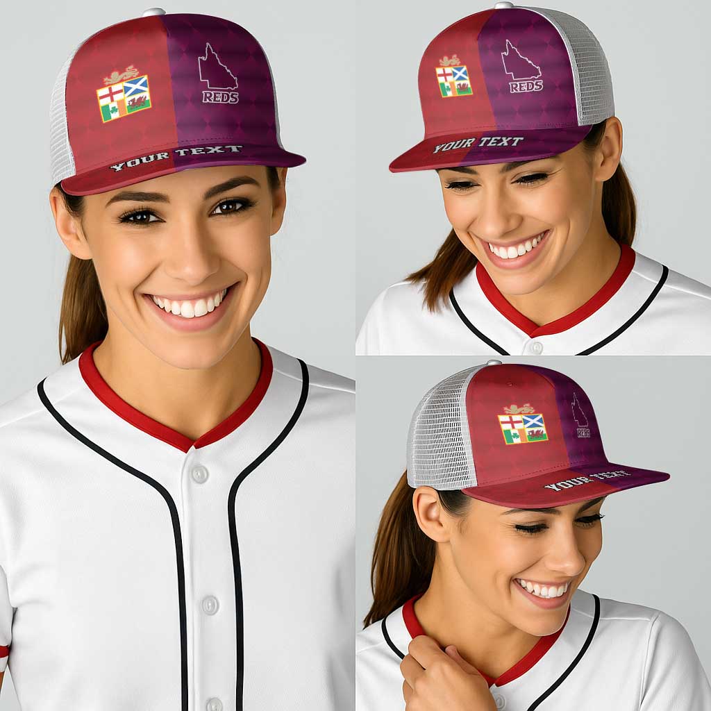 Personalised British Lions Australia Queensland Baseball Net Cap Sporty Style - Aussie Hoodie