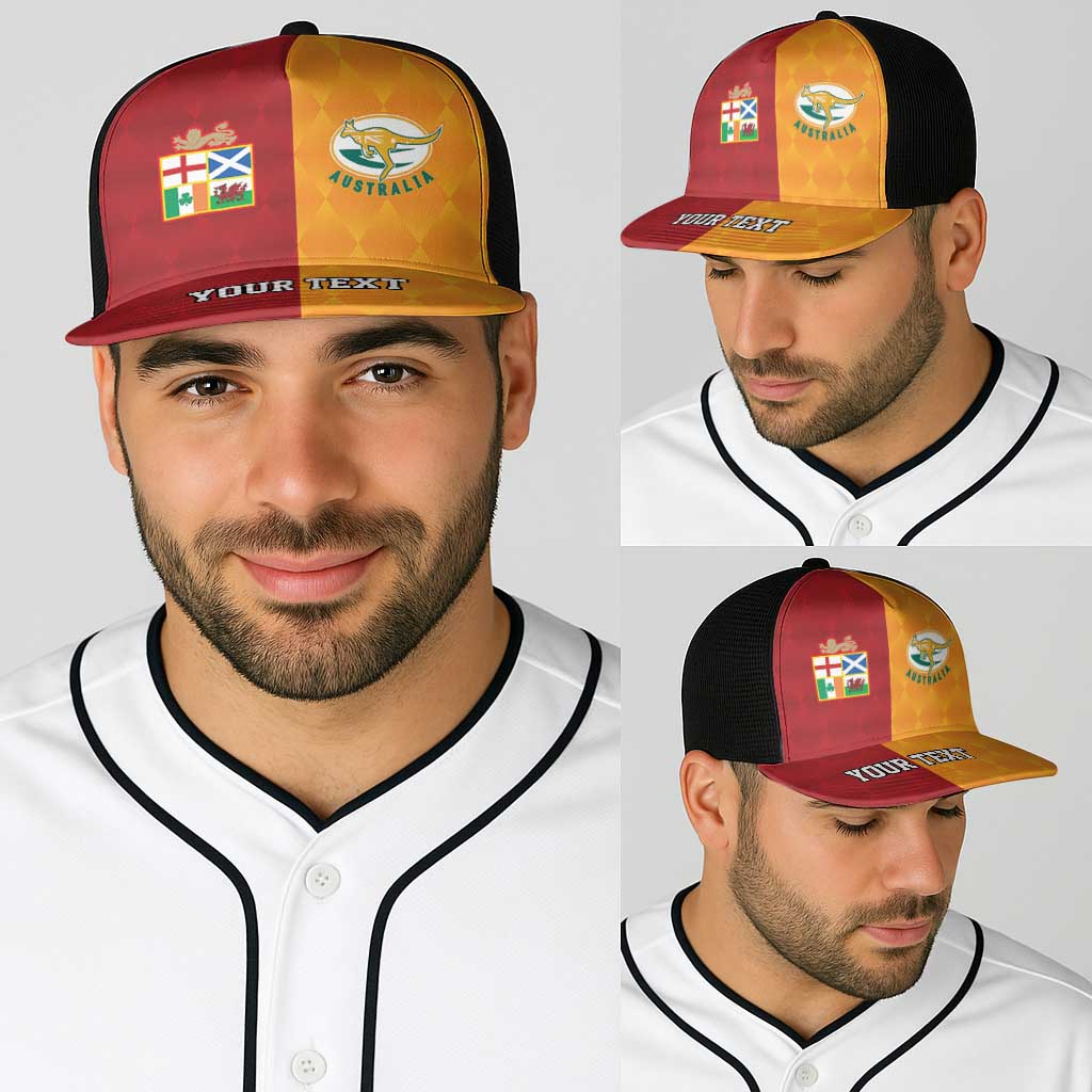 Personalised British Lions Australia Wallabies Baseball Net Cap Sporty Style - Aussie Hoodie