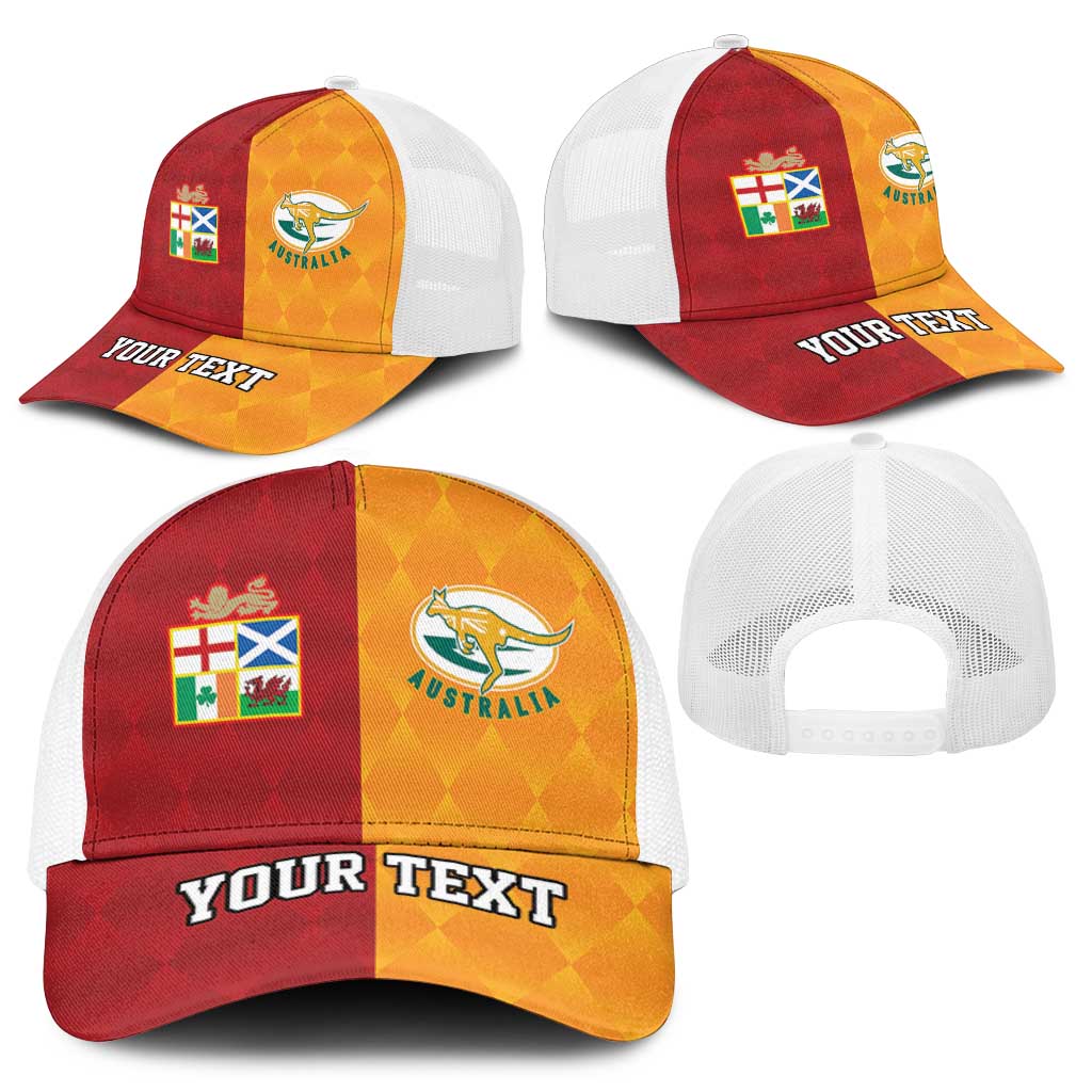 Personalised British Lions Australia Wallabies Mesh Trucker Cap Sporty Style - Aussie Hoodie