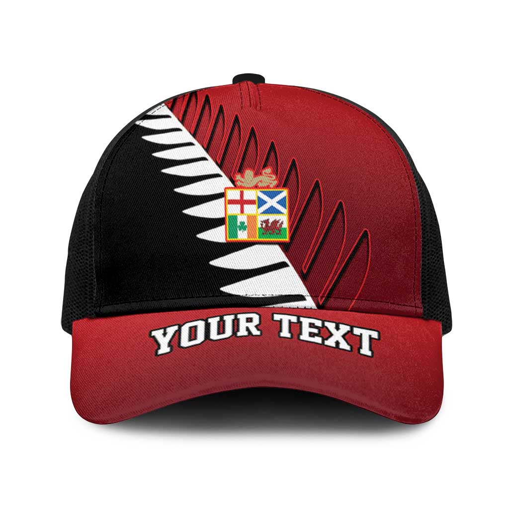 Personalised British Lions New Zealand Baseball Net Cap Half Black Fern - Aussie Hoodie