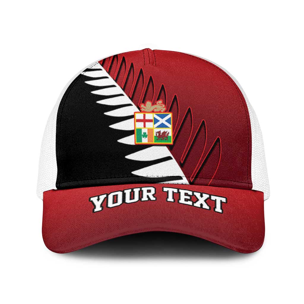 Personalised British Lions New Zealand Baseball Net Cap Half Black Fern - Aussie Hoodie