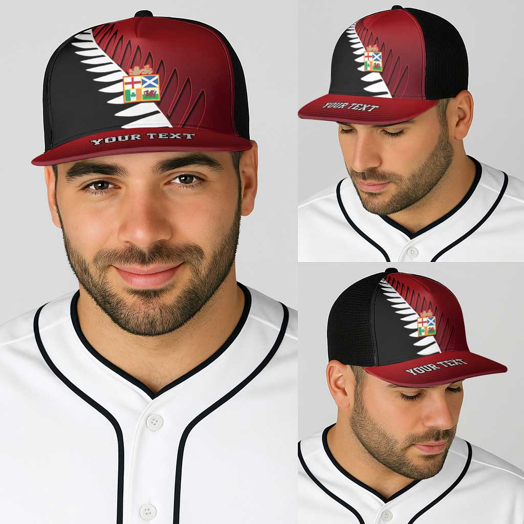Personalised British Lions New Zealand Baseball Net Cap Half Black Fern - Aussie Hoodie