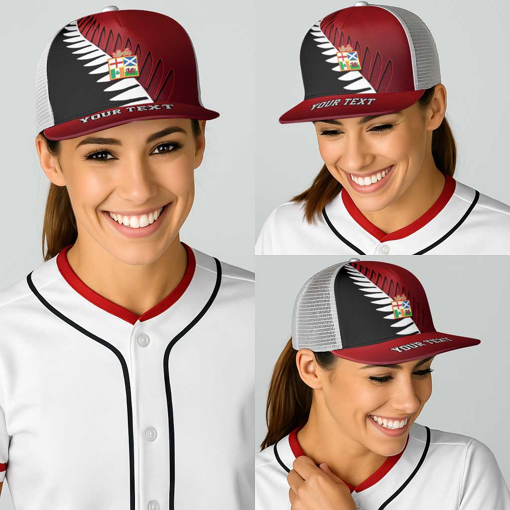 Personalised British Lions New Zealand Baseball Net Cap Half Black Fern - Aussie Hoodie