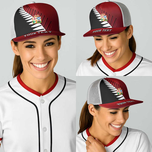 Personalised British Lions New Zealand Baseball Net Cap Half Black Fern - Aussie Hoodie