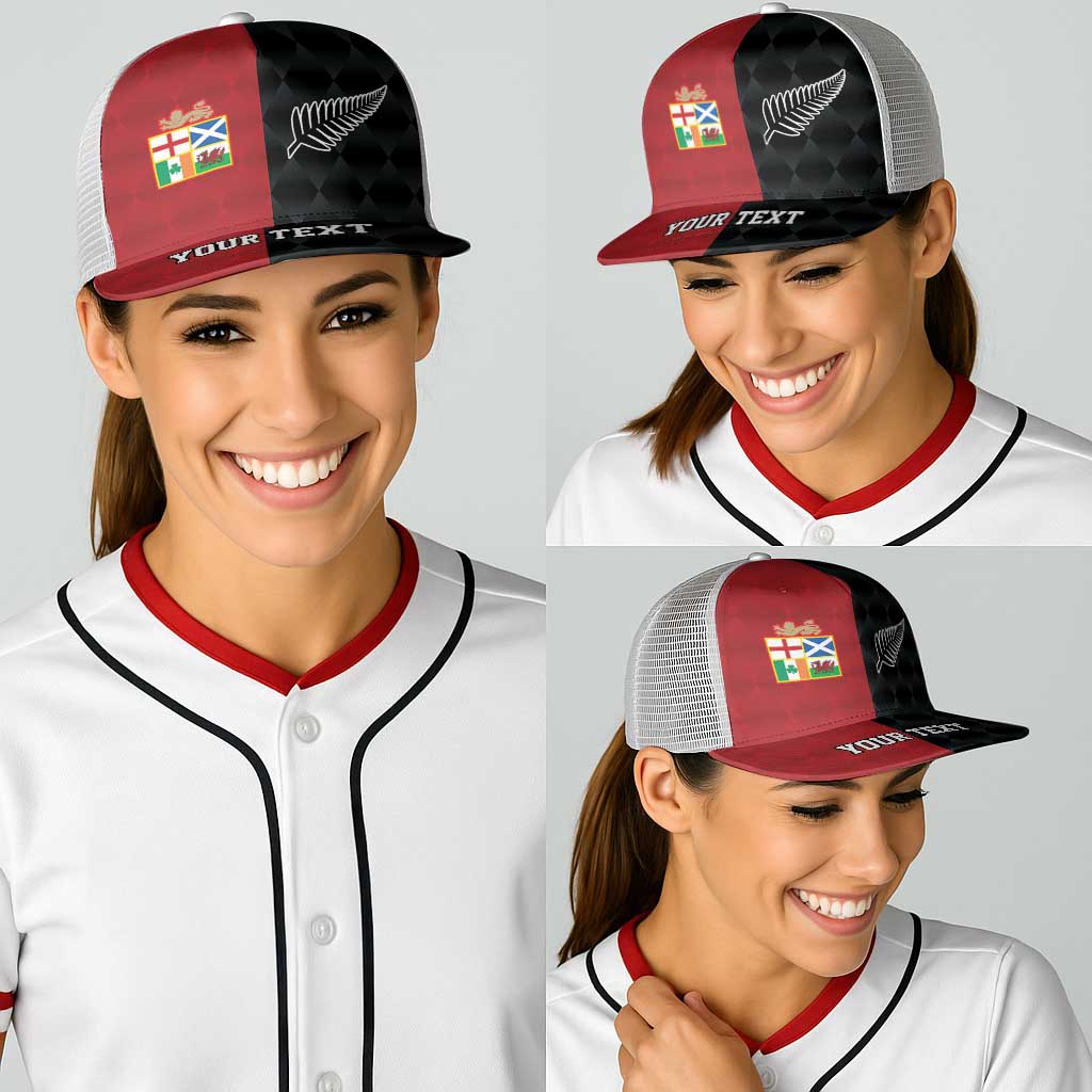Personalised British Lions New Zealand Baseball Net Cap Sporty Style - Aussie Hoodie
