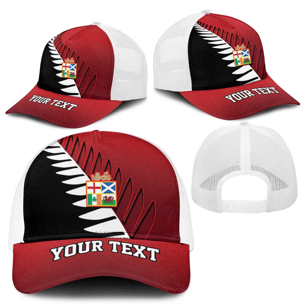 Personalised British Lions New Zealand Mesh Trucker Cap Half Black Fern - Aussie Hoodie