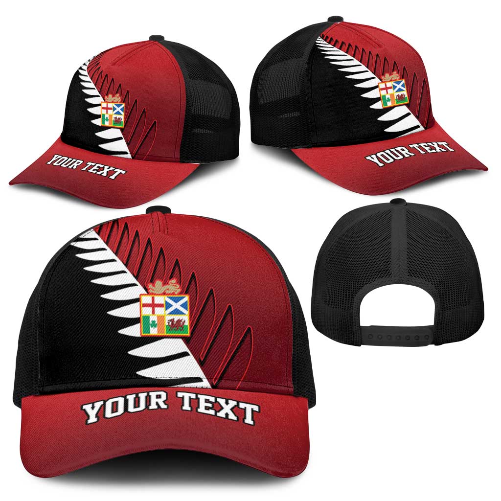 Personalised British Lions New Zealand Mesh Trucker Cap Half Black Fern - Aussie Hoodie