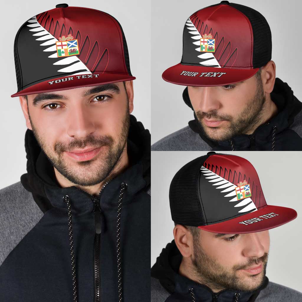 Personalised British Lions New Zealand Mesh Trucker Cap Half Black Fern - Aussie Hoodie