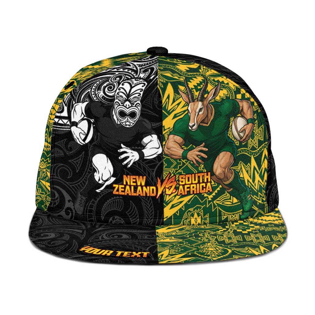 Personalised New Zealand vs South Africa Snapback Cap Rugby Rivalry Two Nations One Battle