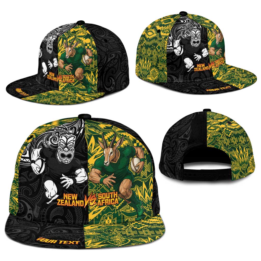 Personalised New Zealand vs South Africa Snapback Cap Rugby Rivalry Two Nations One Battle