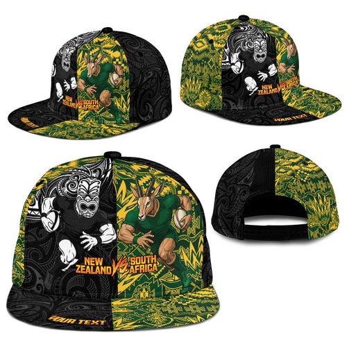 Personalised New Zealand vs South Africa Snapback Cap Rugby Rivalry Two Nations One Battle
