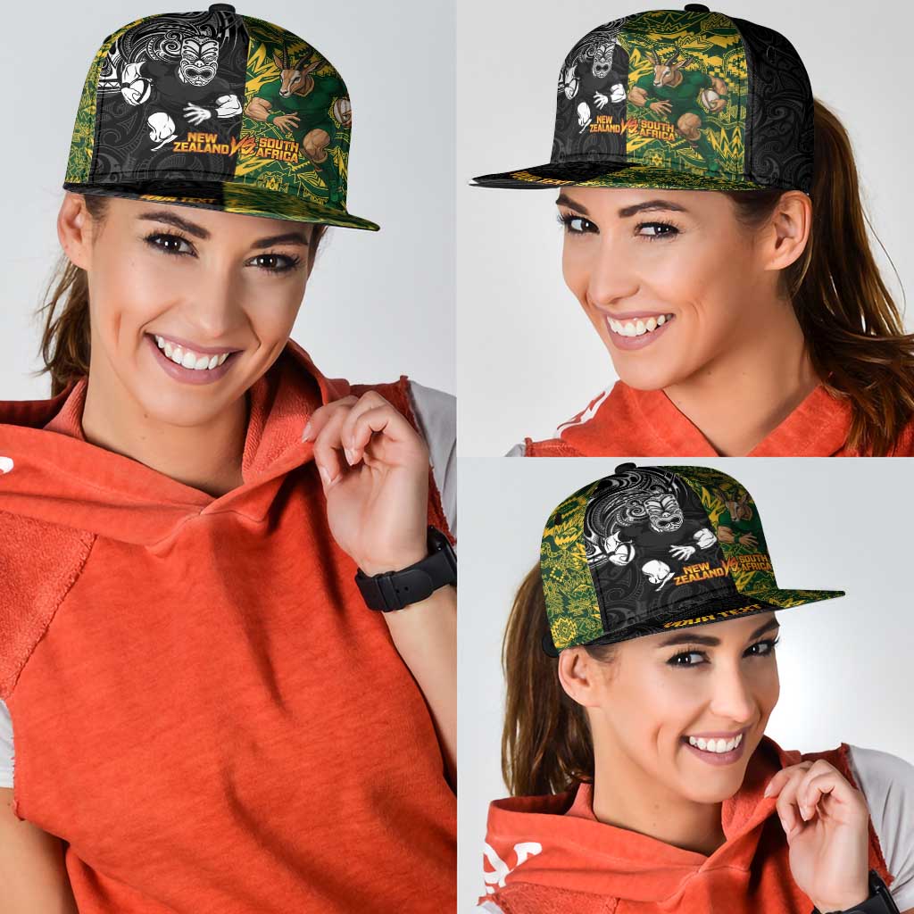 Personalised New Zealand vs South Africa Snapback Cap Rugby Rivalry Two Nations One Battle