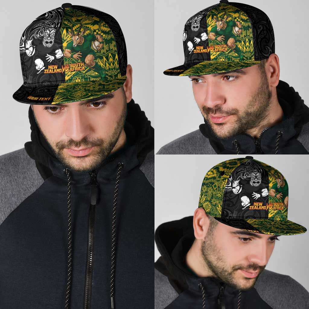 Personalised New Zealand vs South Africa Snapback Cap Rugby Rivalry Two Nations One Battle