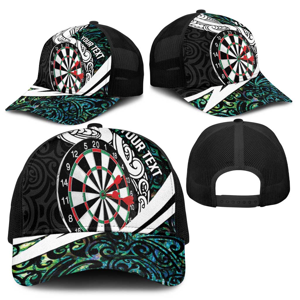 Personalized NZ Darts Baseball Net Cap Paua Shell Maori Koru Whakairo - Aussie Hoodie