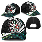 Personalized NZ Darts Baseball Net Cap Paua Shell Maori Koru Whakairo - Aussie Hoodie