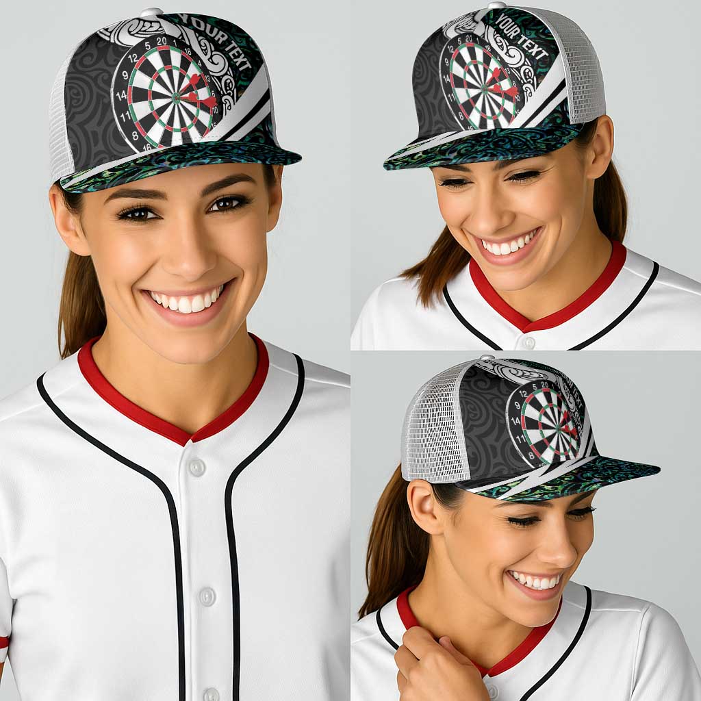 Personalized NZ Darts Baseball Net Cap Paua Shell Maori Koru Whakairo - Aussie Hoodie